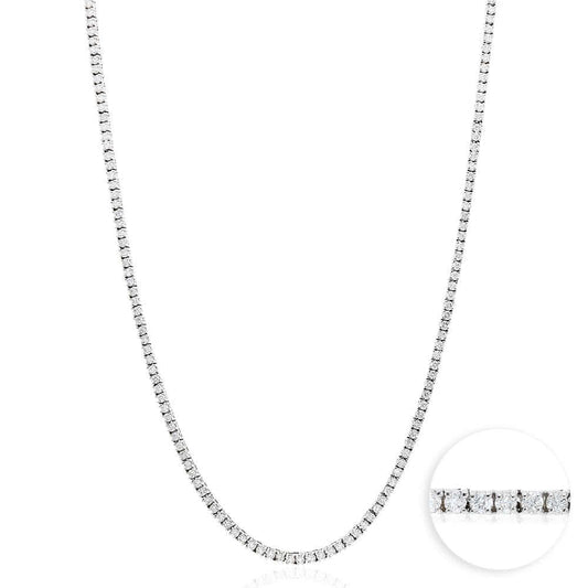 7.50CTW Natural Diamond 14K White Gold 2.5mm Tennis Necklace 18"