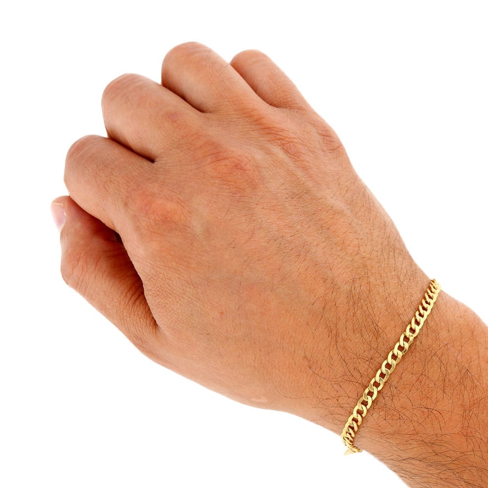 10k Gold Yellow 4.5mm Hollow Cuban Curb Bracelet 8"