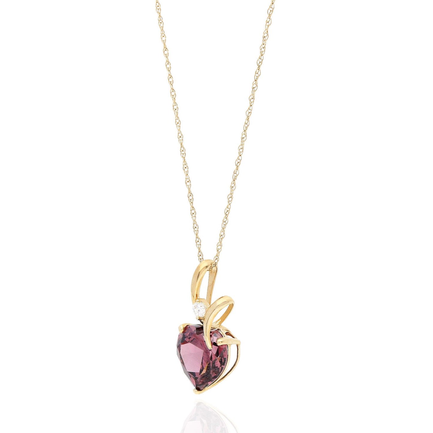 14K Yellow Gold Cubic Zirconia Heart Shape Birthstone Pendant 0.53"