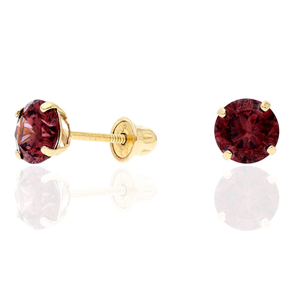 14k Yellow Gold White Gold 1.50Ct Birthstone Round Stud Screw Back Earrings