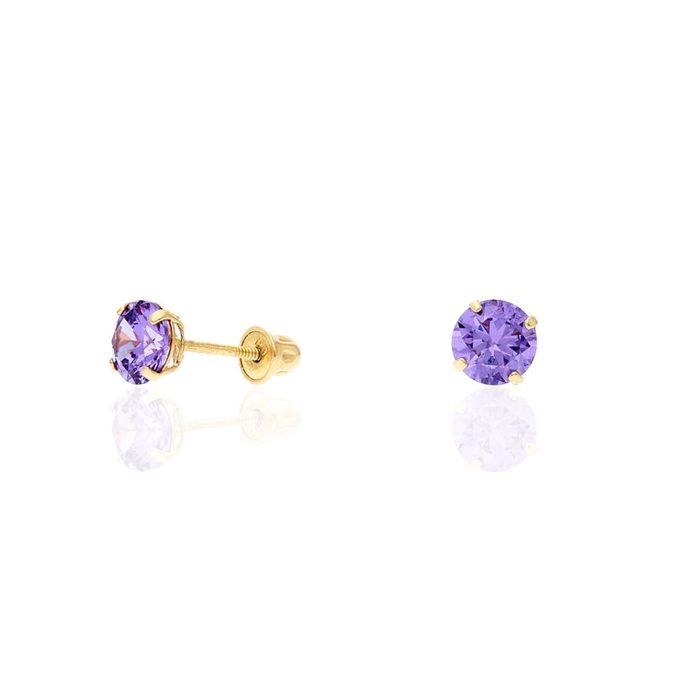 14k Yellow Gold White Gold 1.50Ct Birthstone Round Stud Screw Back Earrings