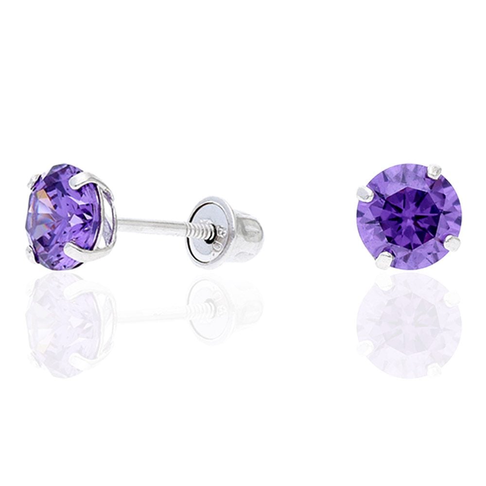 14k Yellow Gold White Gold 1.50Ct Birthstone Round Stud Screw Back Earrings
