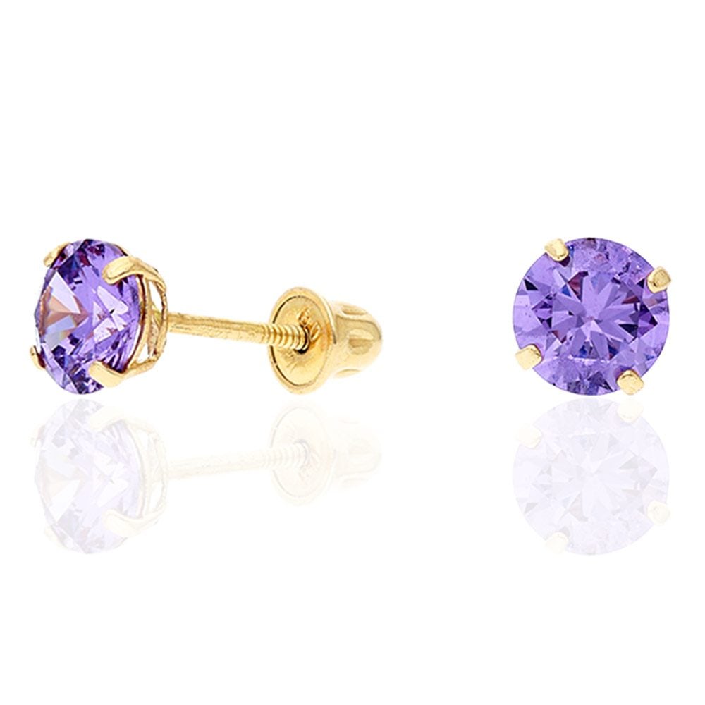 14k Yellow Gold White Gold 1.50Ct Birthstone Round Stud Screw Back Earrings