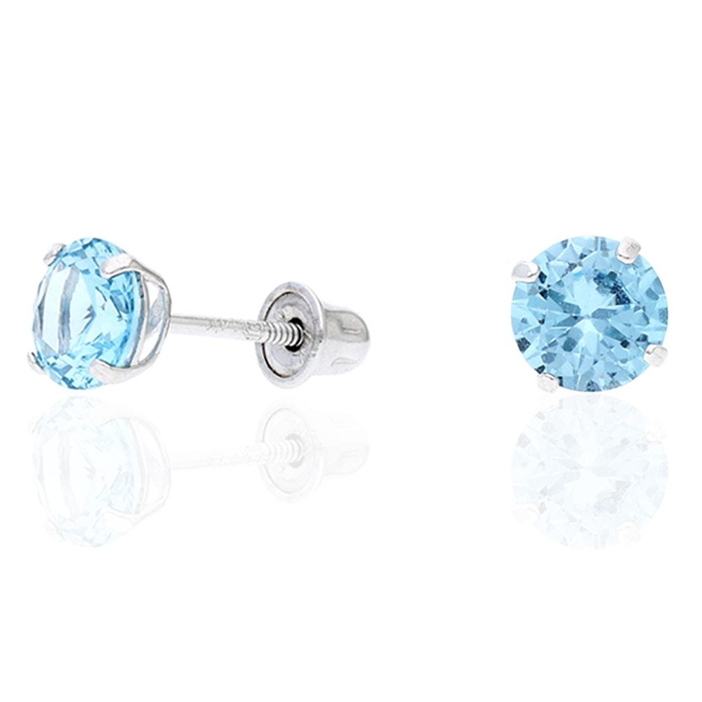 14k Yellow Gold White Gold 1.50Ct Birthstone Round Stud Screw Back Earrings