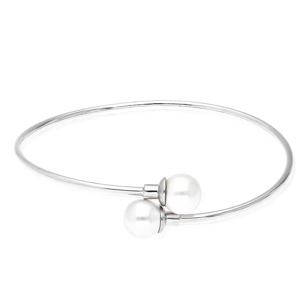 Sterling Silver 8mm Pearl Bangle Bracelet