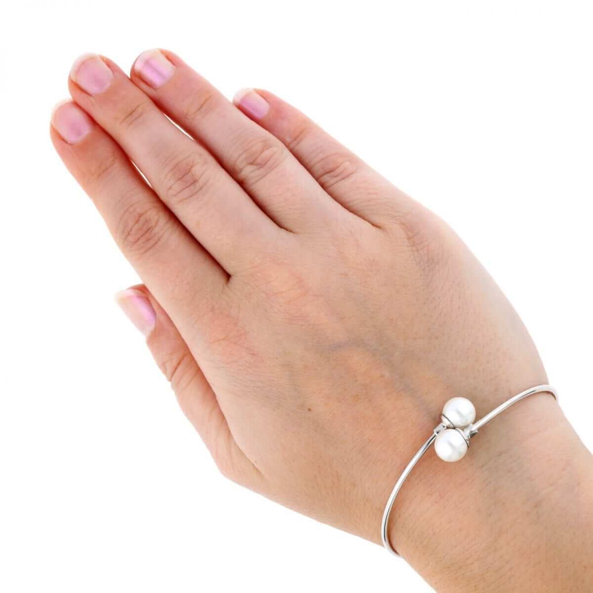 Sterling Silver 8mm Pearl Bangle Bracelet