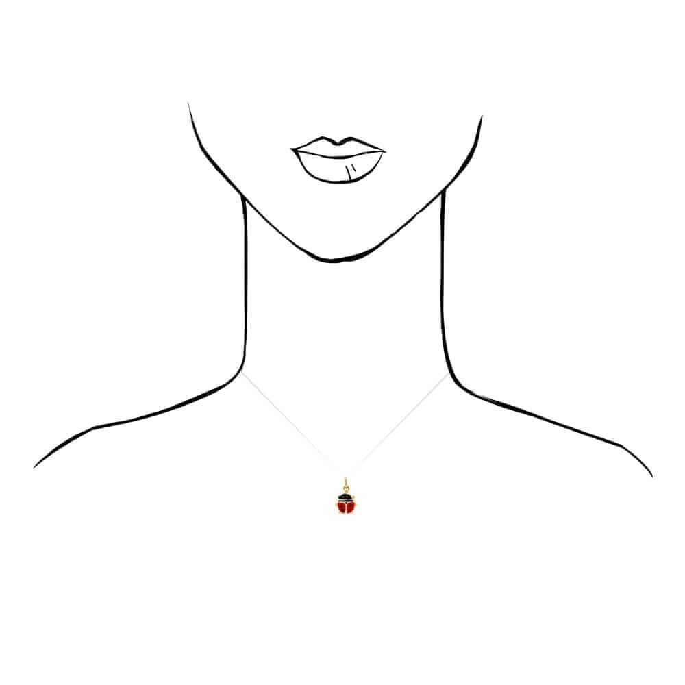 14k Yellow Gold Red Enamel Ladybug Pendant 0.5", 0.6", 0.7"