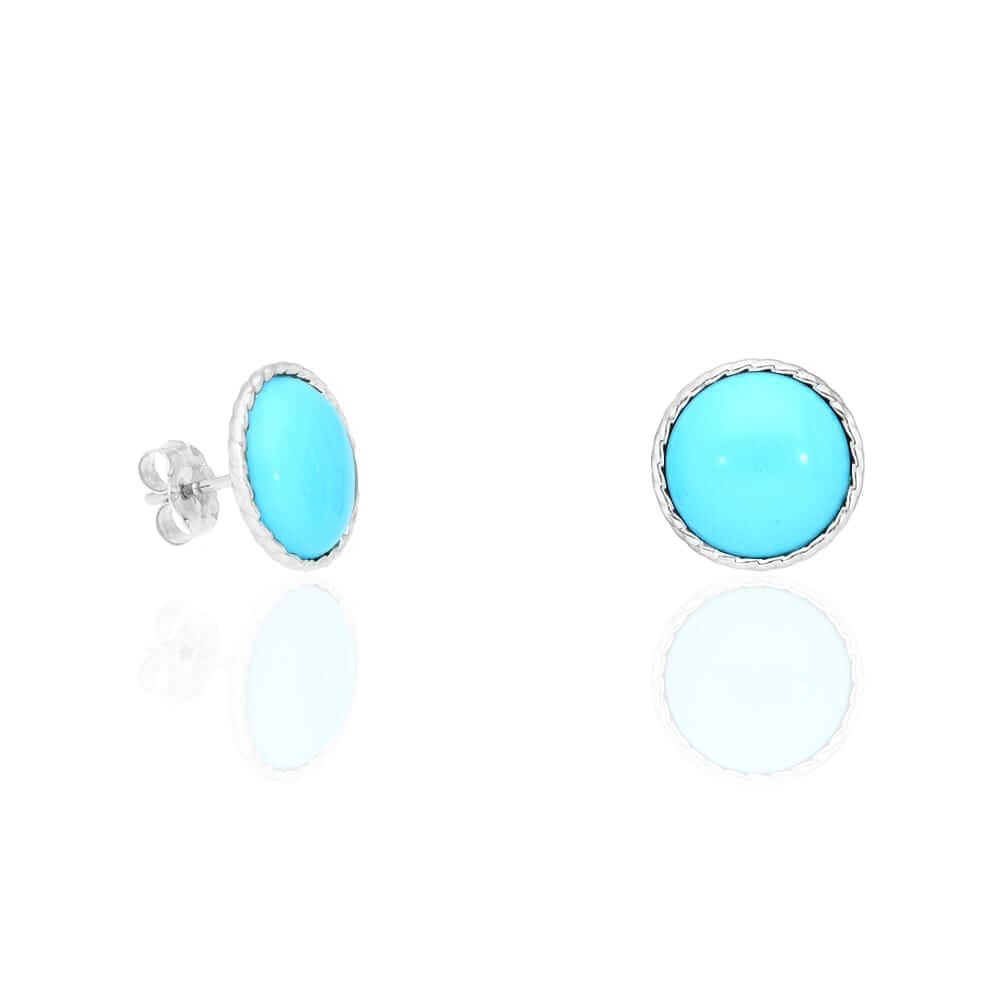14k Yellow Gold White Gold Twisted Bezel Gemstone Push Back Stud Earrings