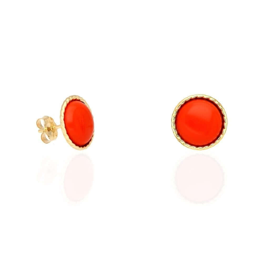 14k Yellow Gold White Gold Twisted Bezel Gemstone Push Back Stud Earrings