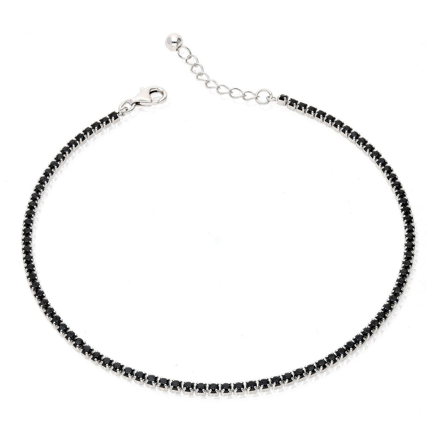 925 Silver CZ Red White Black Blue Tennis Anklet Bracelet 9"-10"