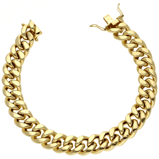 10K Yellow Gold Handmade 10mm Hollow Miami Cuban Men's Bracelet 9"