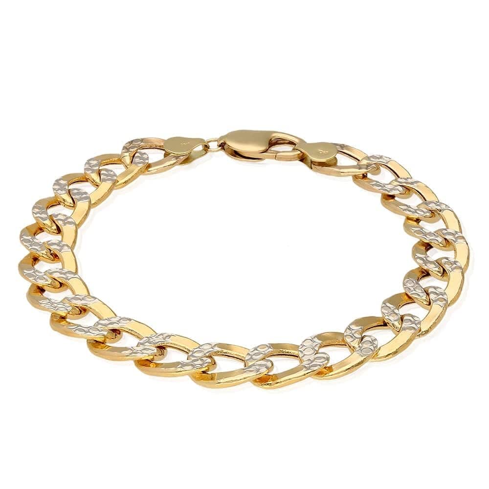 Solid 10k Gold Yellow 11mm Diamond Cut Hollow Cuban Curb Bracelet 9"