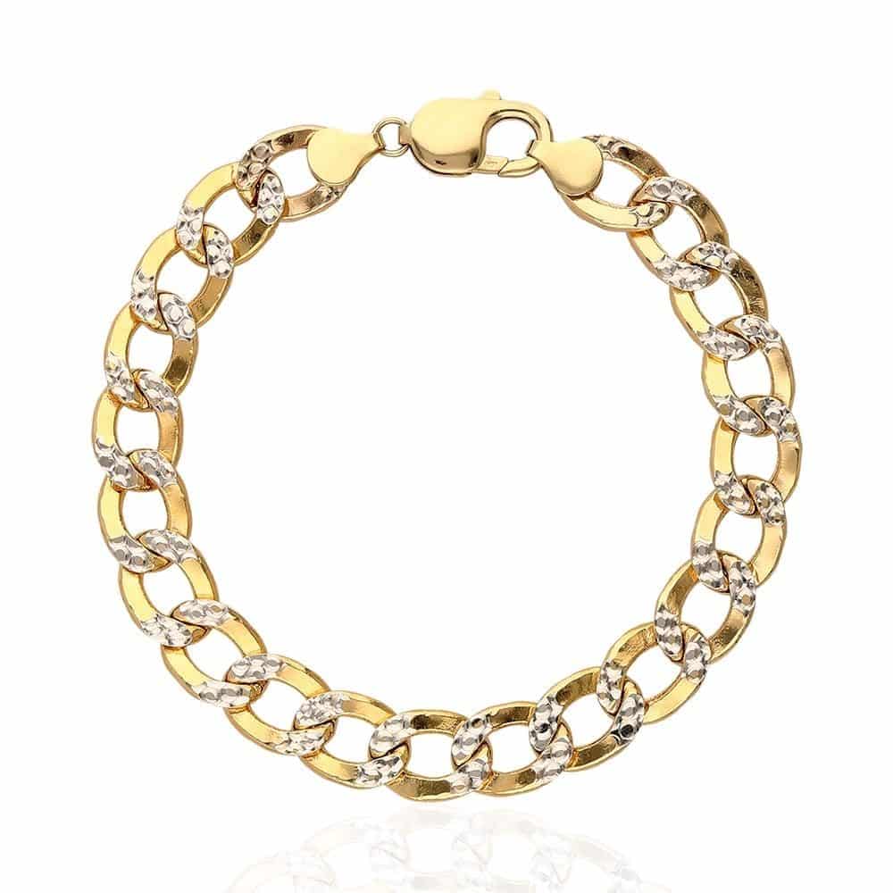 Solid 10k Gold Yellow 11mm Diamond Cut Hollow Cuban Curb Bracelet 9"