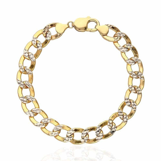 10K Yellow Gold 11mm Diamond-Cut Cuban Curb Bracelet (Hollow) 9"