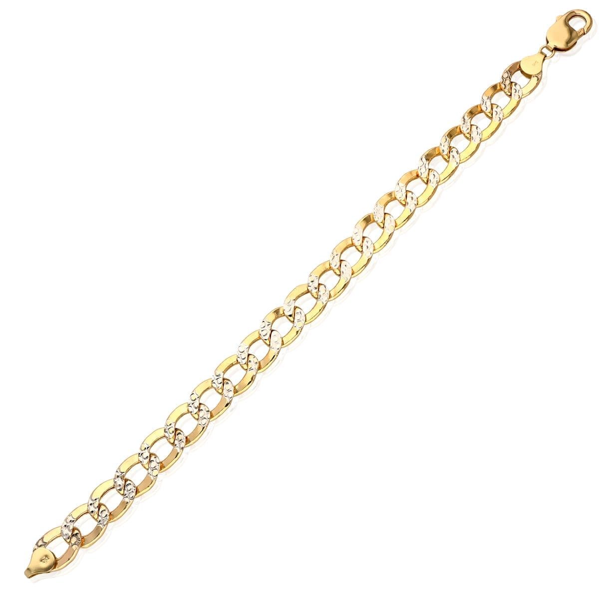 Solid 10k Gold Yellow 11mm Diamond Cut Hollow Cuban Curb Bracelet 9"