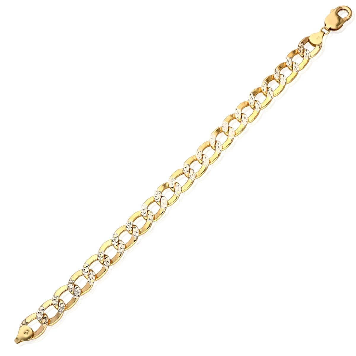 Solid 10k Gold Yellow 11mm Diamond-Cut Cuban Curb Bracelet (Hollow) 9"