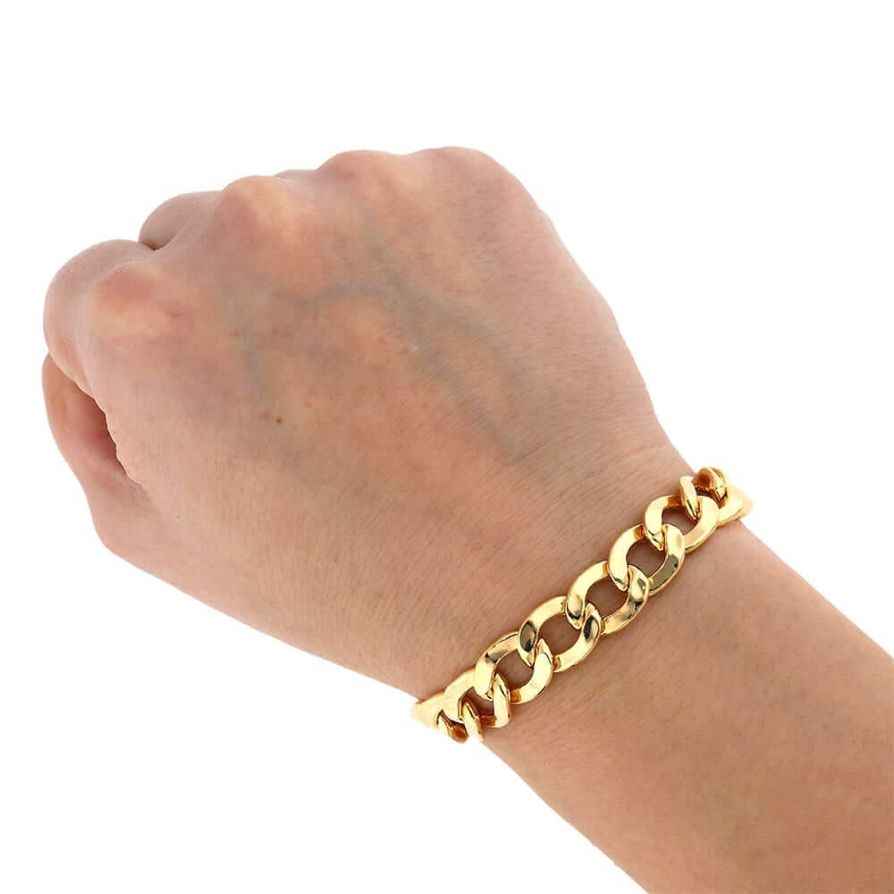 Solid 10k Gold Yellow 11mm Cuban Curb Bracelet (Hollow) 9"