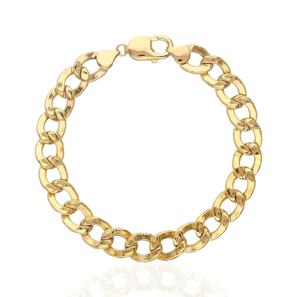 Solid 10k Gold Yellow 11mm Hollow Cuban Curb Bracelet 9"