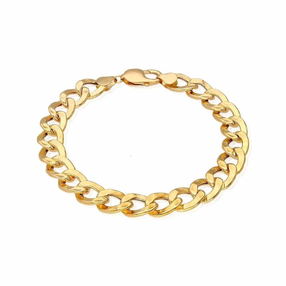 Solid 10k Gold Yellow 11mm Hollow Cuban Curb Bracelet 9"