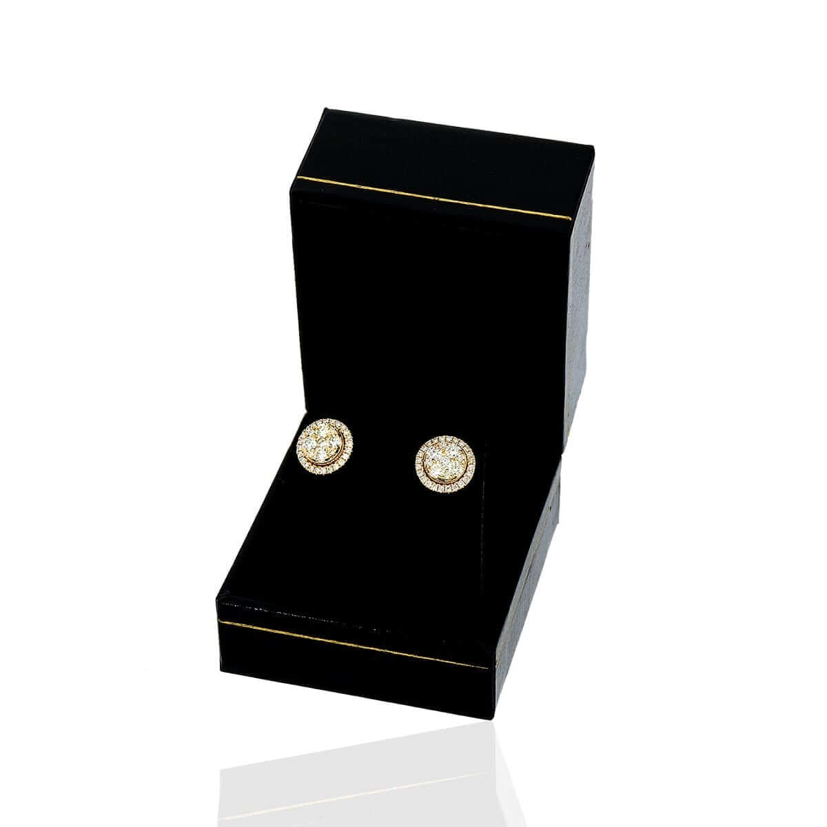 1.03Ct Natural Diamond 14k Yellow Gold Round Screw Back Stud Earrings 10mm