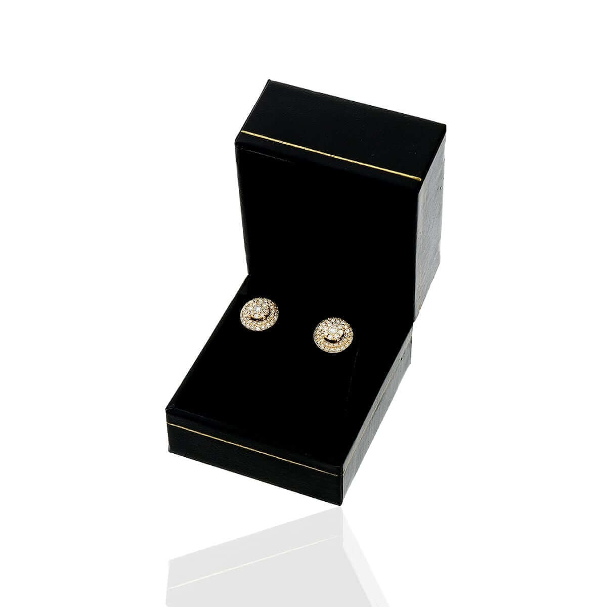0.85Ct Natural Diamond 14k Yellow Gold Jacket Screw Back Stud Earrings 10mm 5mm