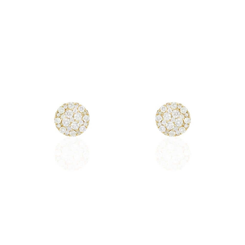 1.10Ct Natural Diamond 14k Yellow Gold Screw Back Stud Earrings 9mm
