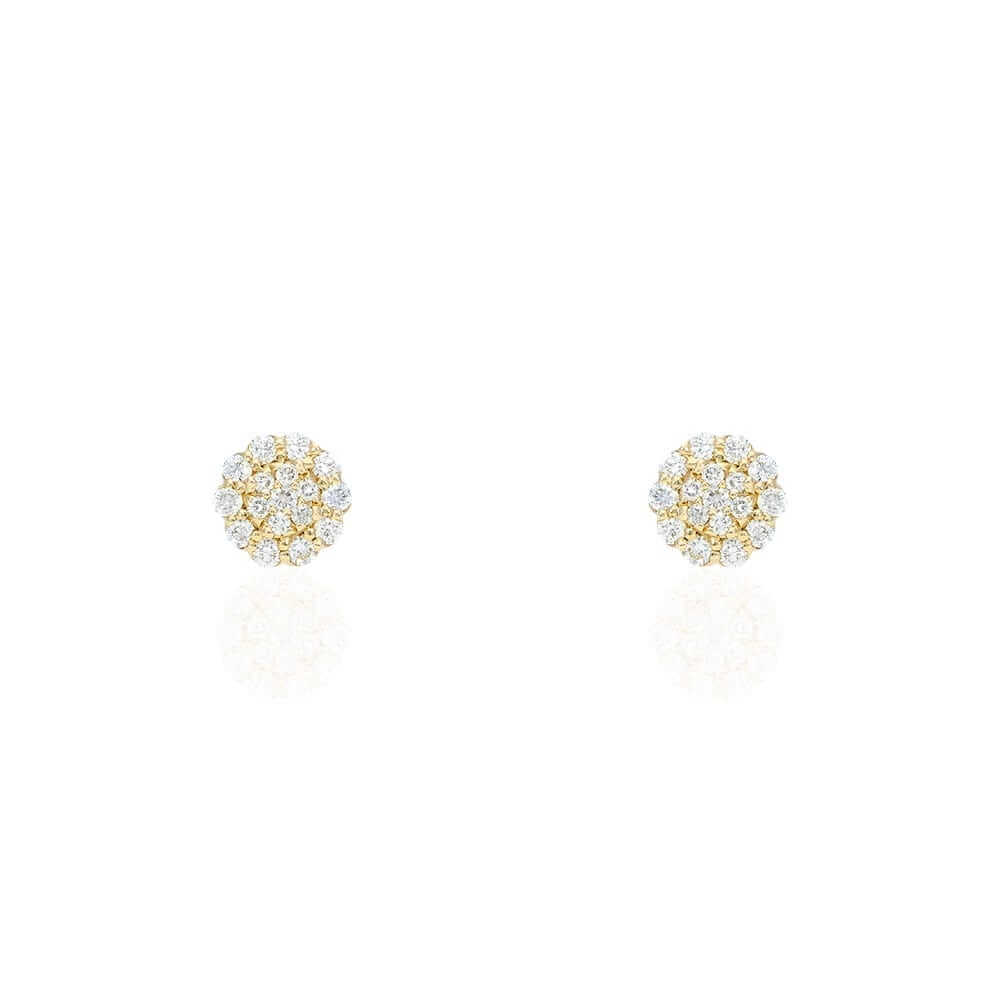 0.68Ct Natural Diamond 14k Yellow Gold Screw Back Stud Earrings 8mm