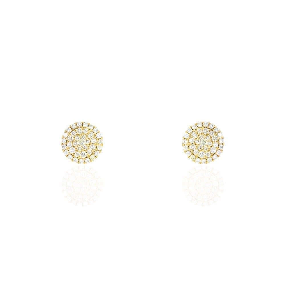 1.03Ct Natural Diamond 14k Yellow Gold Round Screw Back Stud Earrings 10mm