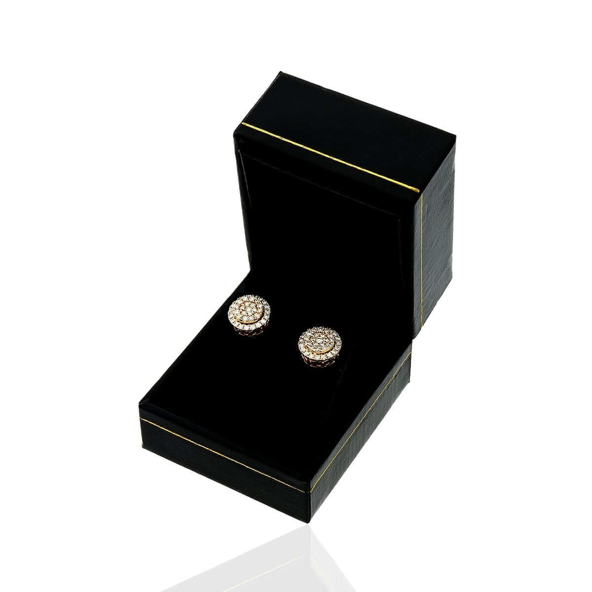 1.03Ct Natural Diamond 14k Yellow Gold Round Screw Back Stud Earrings 10mm
