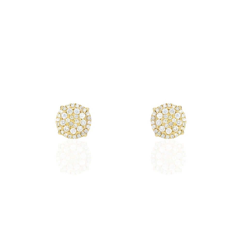 1Ct Natural Diamond 14k Yellow Gold Round Screw Back Stud Earrings 10mm