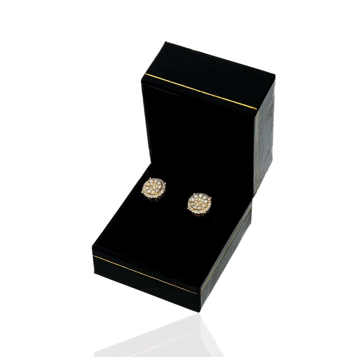 1Ct Natural Diamond 14k Yellow Gold Round Screw Back Stud Earrings 10mm