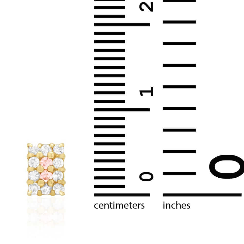 14k Yellow Gold White Zircon, Ruby, Sapphire, Tourmaline Screwback Stud Earrings