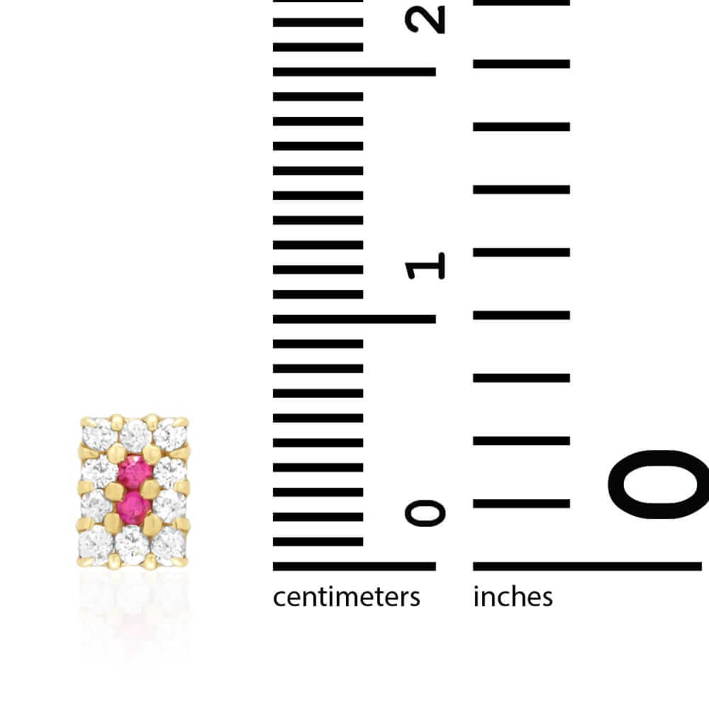 14k Yellow Gold White Zircon, Ruby, Sapphire, Tourmaline Screwback Stud Earrings
