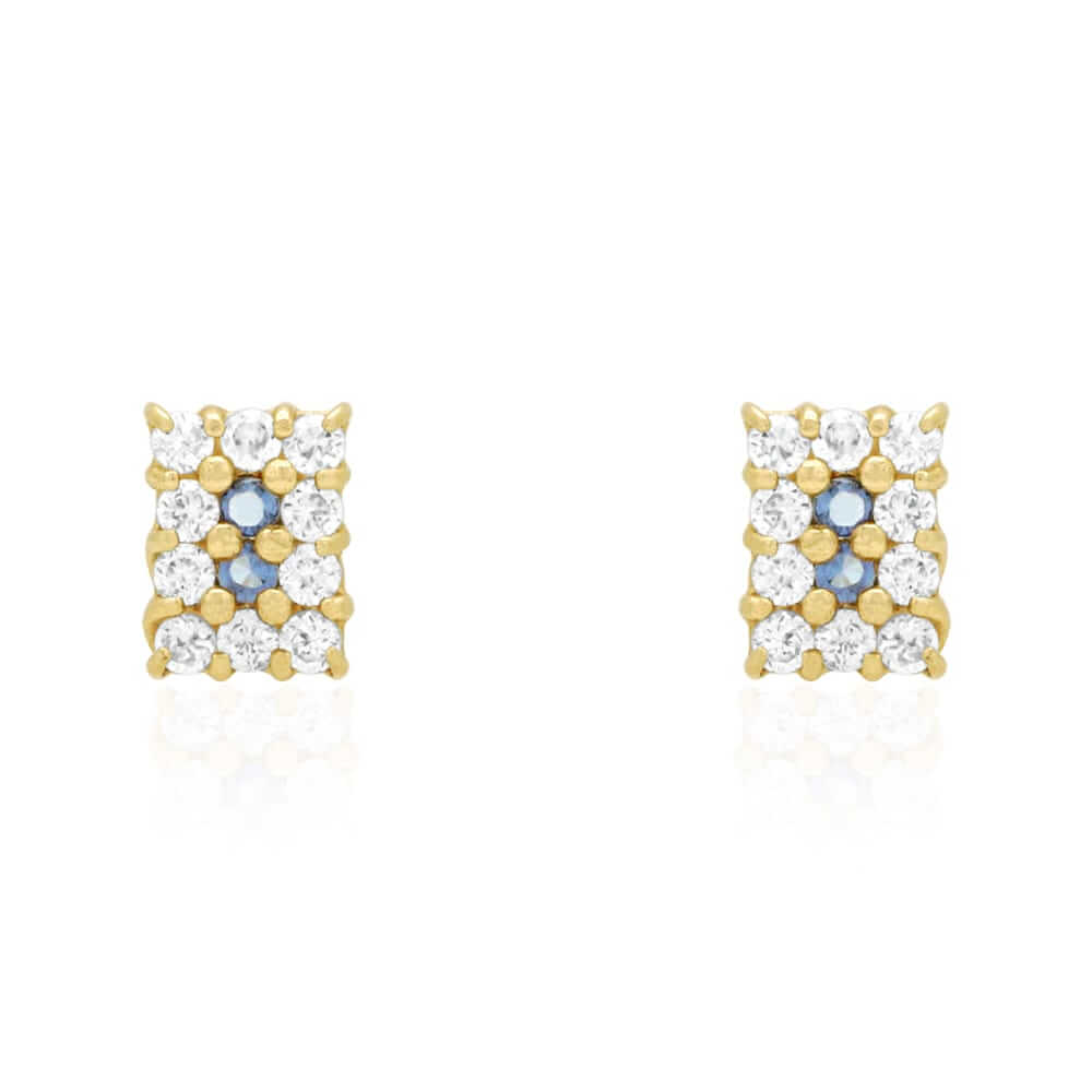 14k Yellow Gold White Zircon, Ruby, Sapphire, Tourmaline Screwback Stud Earrings