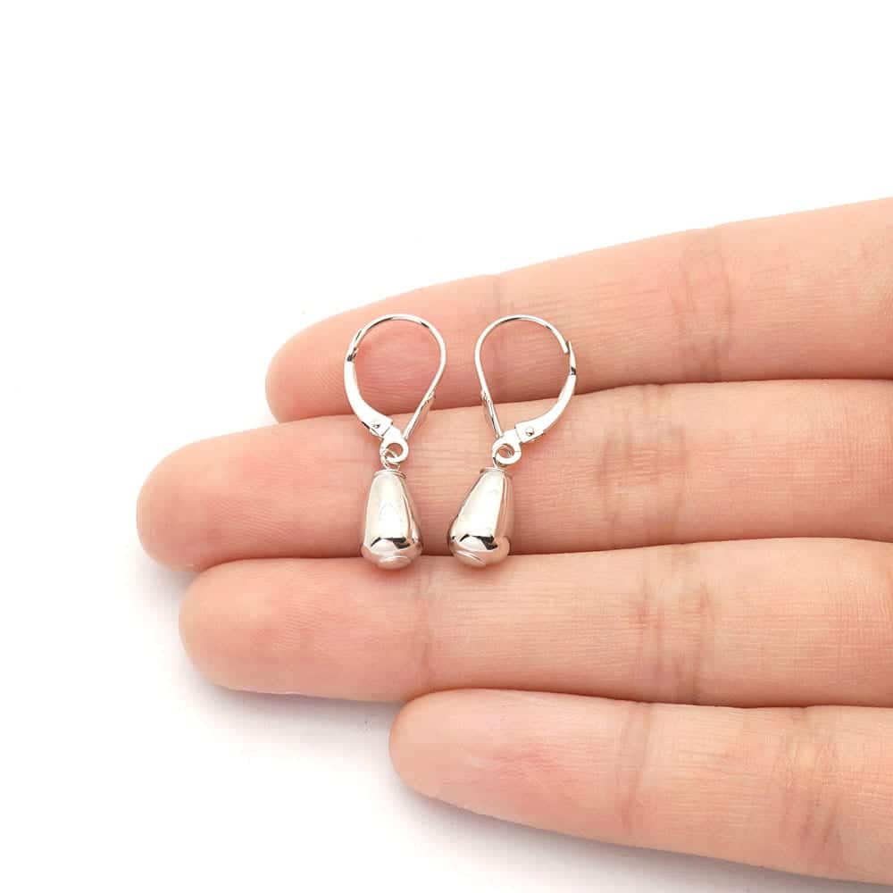 14k Yellow & White Gold Teardrop Drop Leverback Earrings