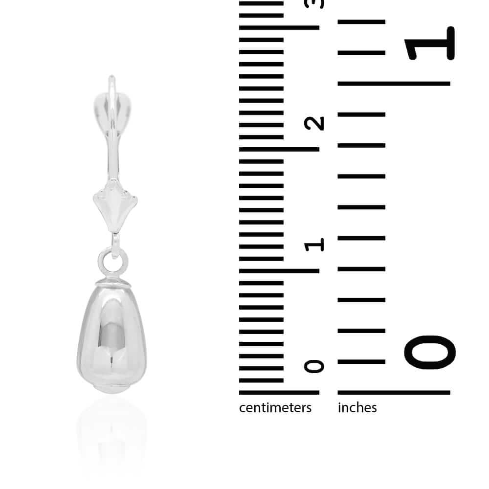 14k Yellow & White Gold Teardrop Drop Leverback Earrings