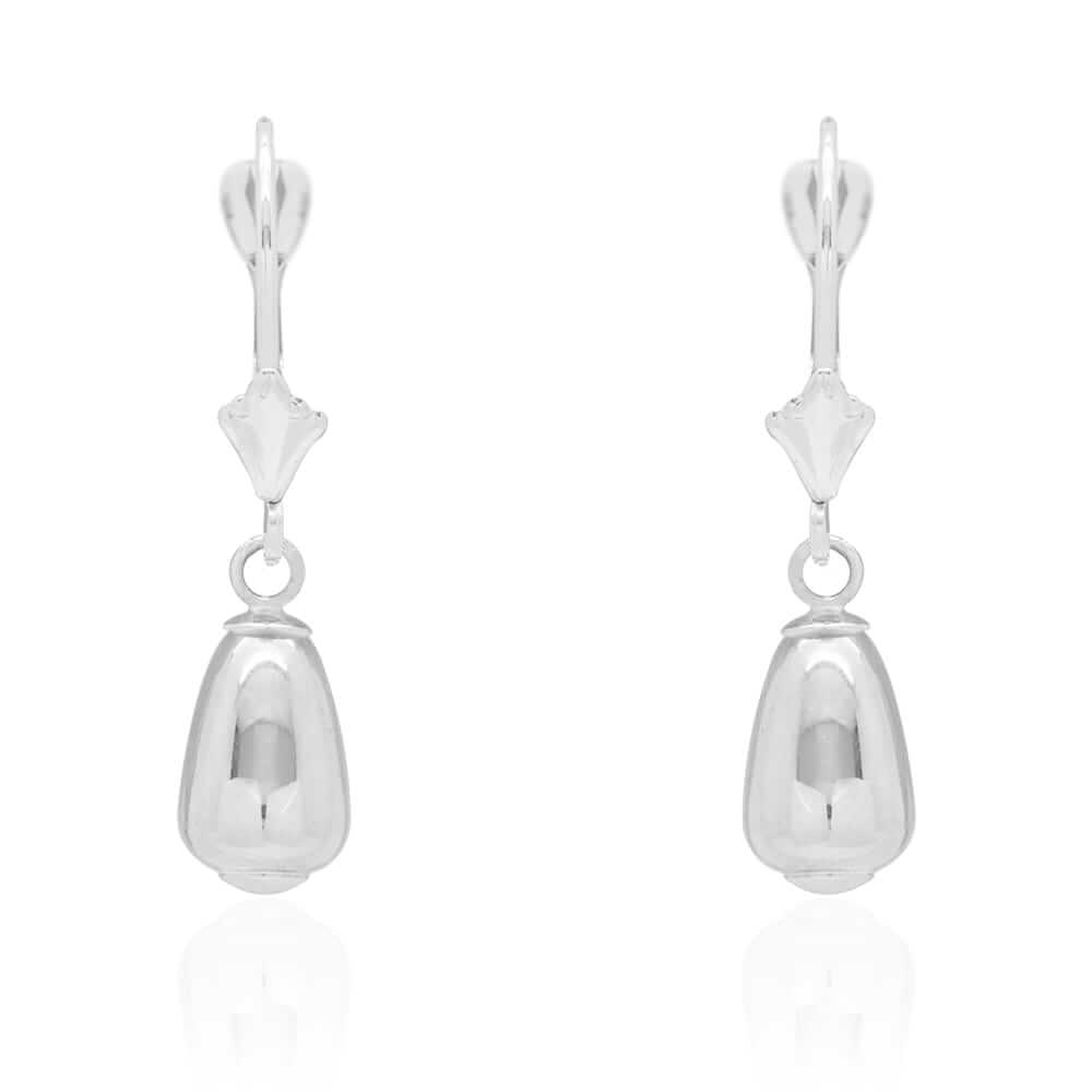 14k Yellow & White Gold Teardrop Drop Leverback Earrings