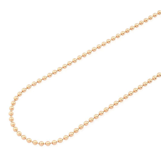 14K Rose Gold 3mm Ball Beaded Chain (Hollow) 22"-30"