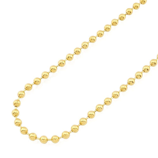 14K Yellow Gold 5mm Ball Beaded Chain (Hollow) 24"-30"