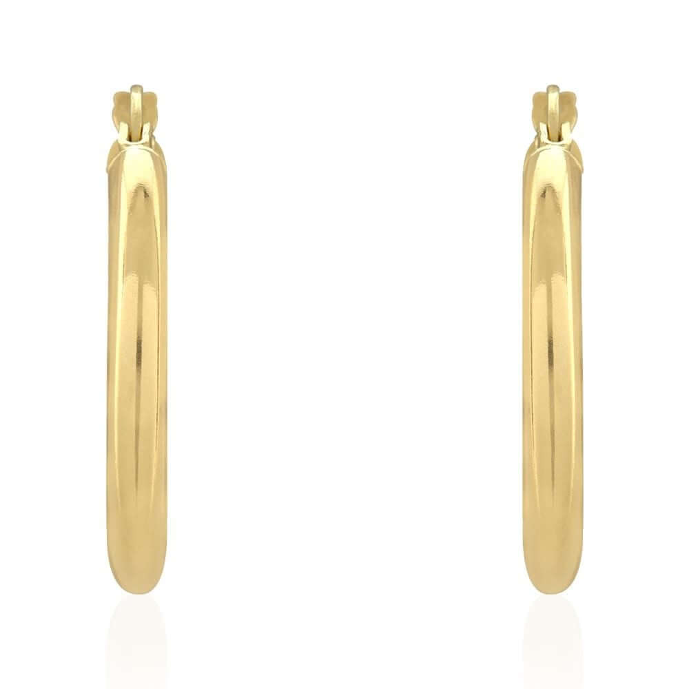 14k Yellow Gold 3mm Thick Plain Hinged Snapback Hoop Earrings