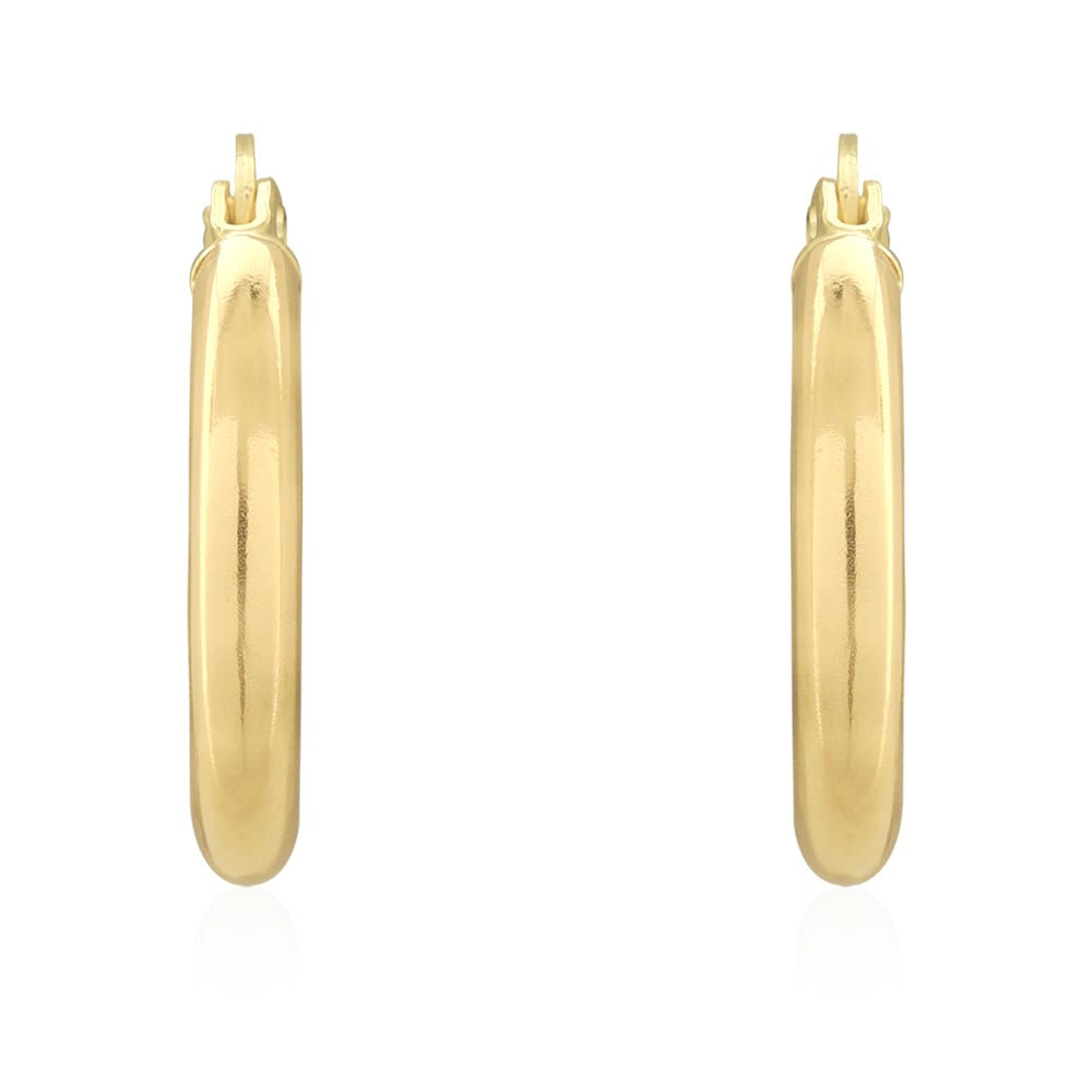 14k Yellow Gold 3mm Thick Plain Hinged Snapback Hoop Earrings