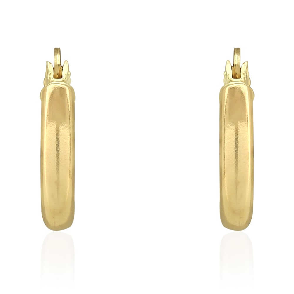 14k Yellow Gold 3mm Thick Plain Hinged Snapback Hoop Earrings