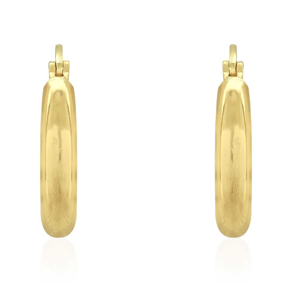 14k Yellow Gold 3mm Thick Diamond-Cut Hinged Snapback Hoop Earrings