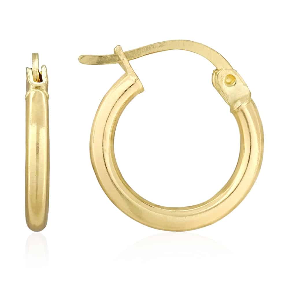 14k Yellow Gold 2mm Thick Plain Hoop Earrings