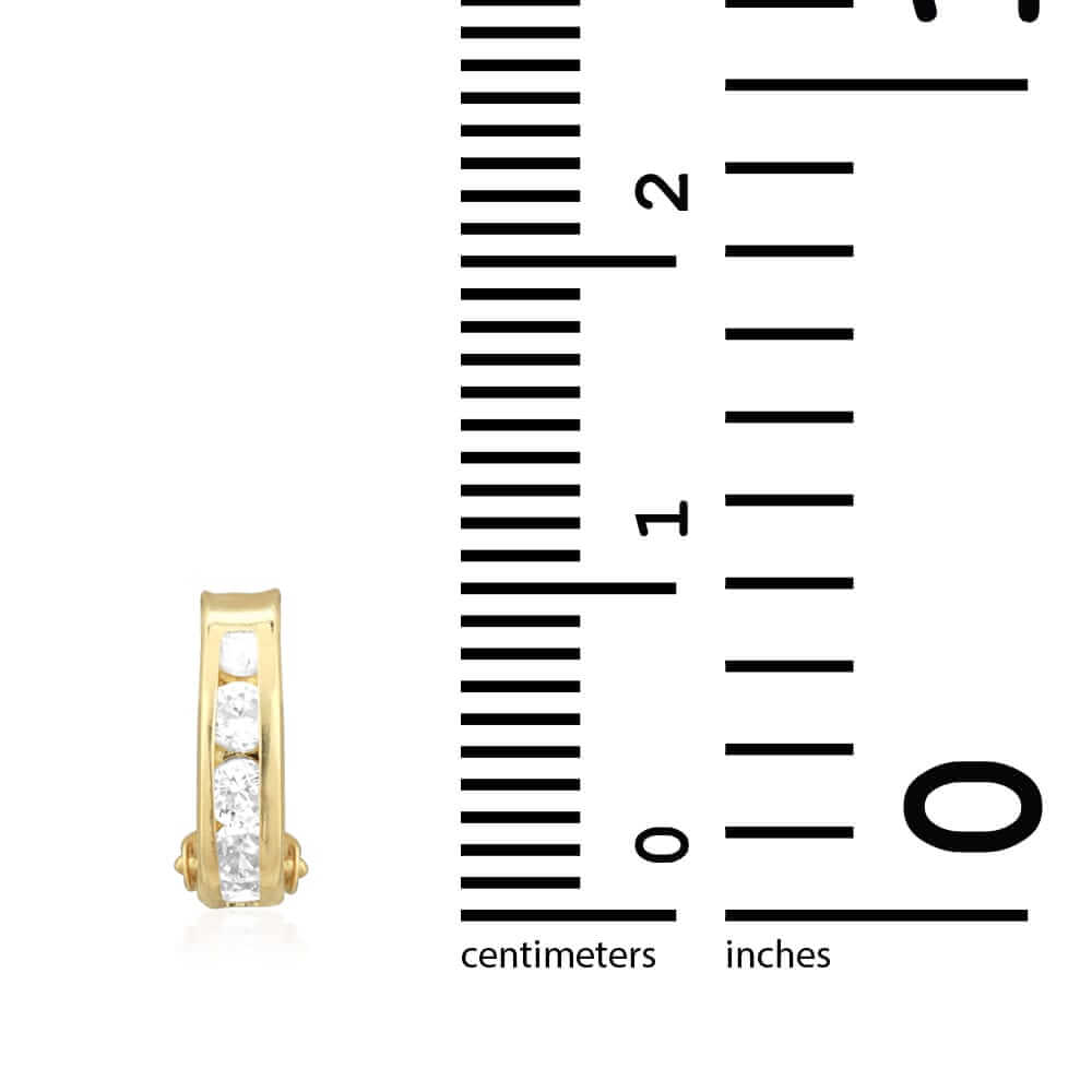 Round-Cut Channel Set Created White Diamond 14k Yellow Gold Hoop Earrings