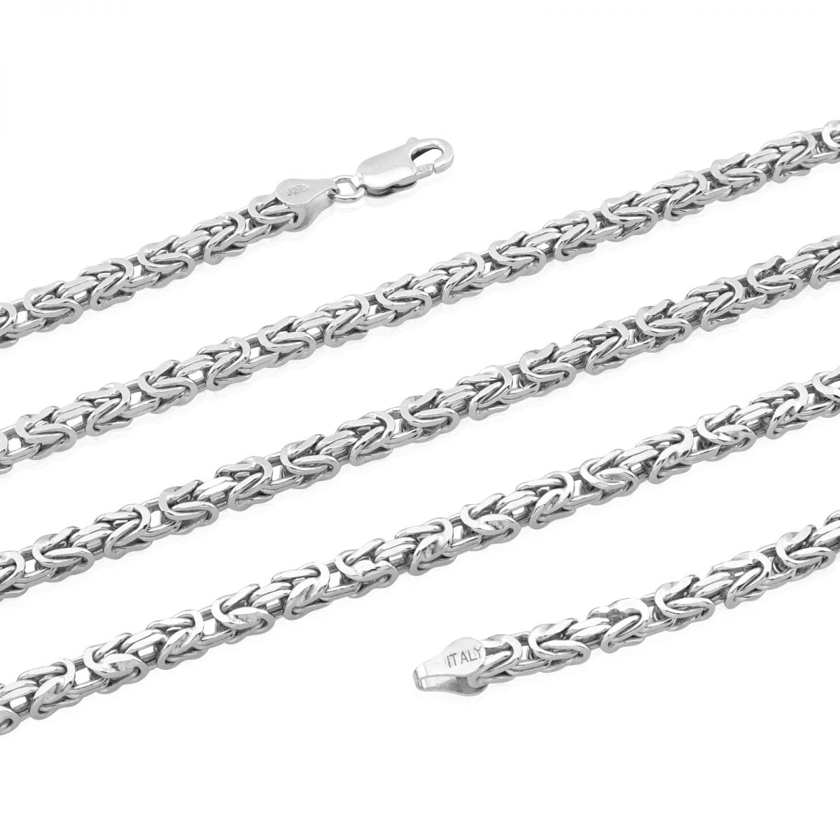 925 Italy Sterling Silver 4mm Boxed Byzantine Chain Necklace 26"