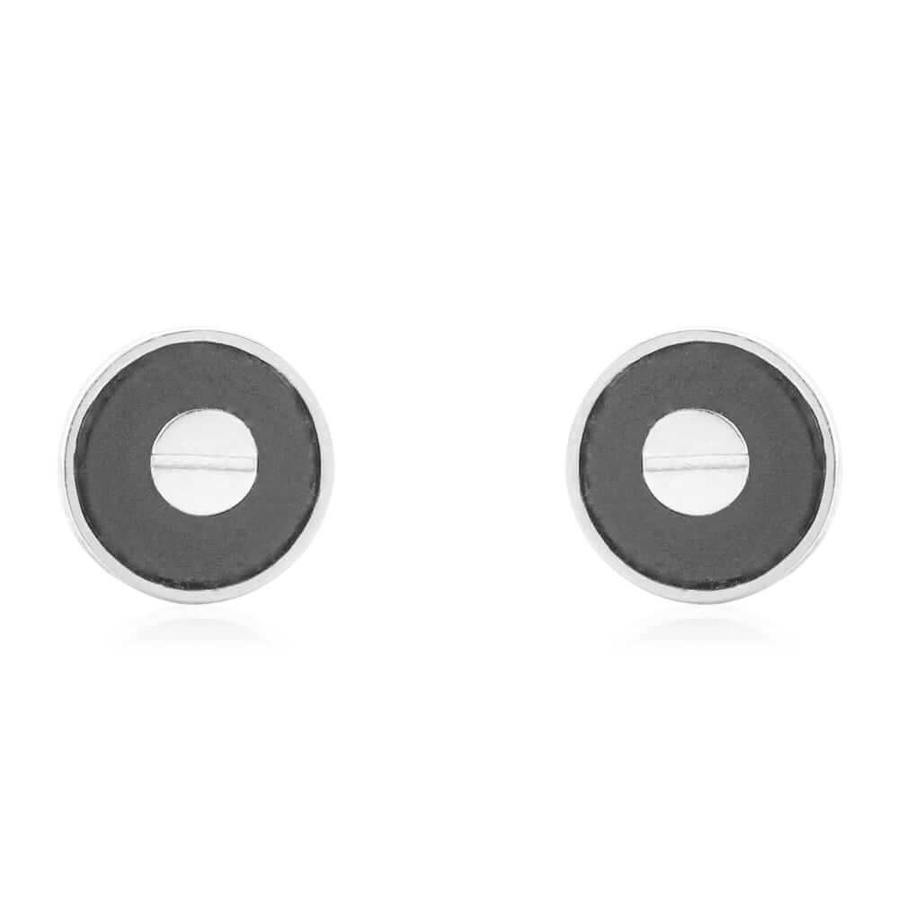 Black Onyx Round Button Shaped 14k Yellow Gold Stud Screw Back Earrings