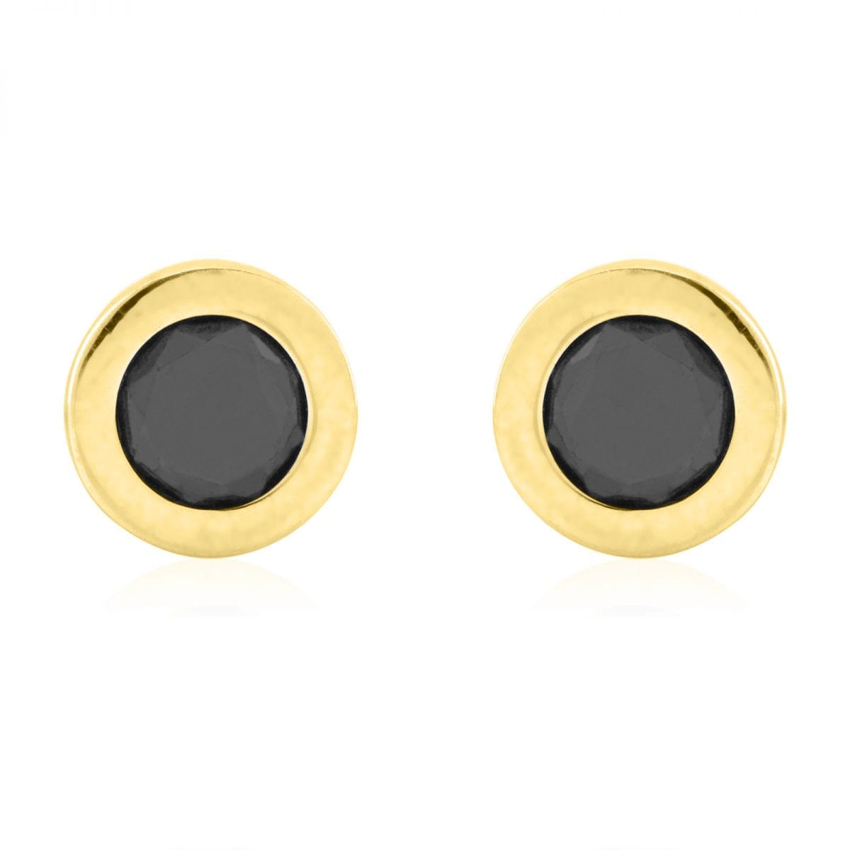 14k Yellow & White Gold Onyx Round Screw Back Stud Earrings 6mm