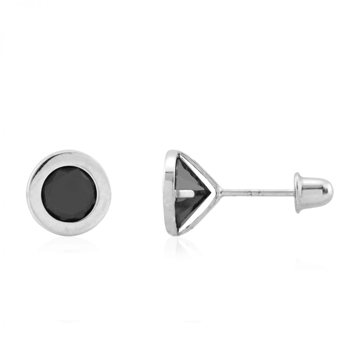 14k Yellow & White Gold Onyx Round Screw Back Stud Earrings 6mm