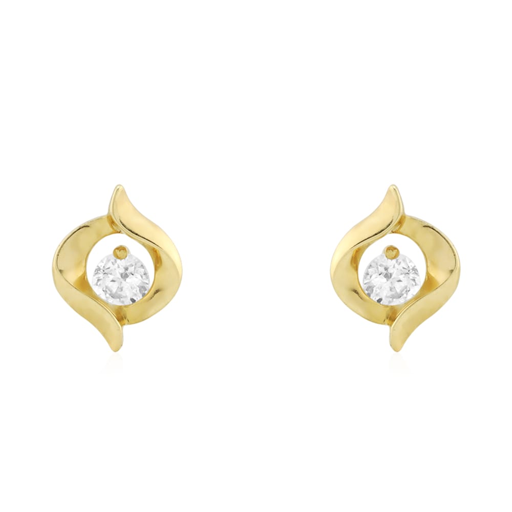 0.20CTW CZ 14k Yellow Gold Swirl Shaped Screwback Stud Earrings